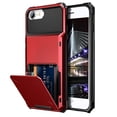 thumbnail image 1 of Dteck Wallet Case for Apple iPhone SE 2022 & 2020 / iPhone 7 / iPhone 8, Credit Card Holder ID Slot Pocket Dual Layer Protective Bumper Rugged TPU Rubber Armor Hard Shell Cover, Red, 1 of 5