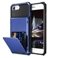 thumbnail image 1 of Dteck Wallet Case for Apple iPhone SE 2022 & 2020 / iPhone 7 / iPhone 8, Credit Card Holder ID Slot Pocket Dual Layer Protective Bumper Rugged TPU Rubber Armor Hard Shell Cover, Blue, 1 of 6