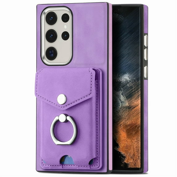 Dteck Wallet Case Compatible with Samsung Galaxy A54 5G,Case with Card Holder Skin-Friendly PU Leather Cover with Rotating Ring Kickstand Protective Bumper for Samsung Galaxy A54 5G,Purple