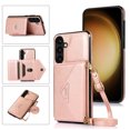 thumbnail image 1 of Dteck Wallet Case Compatible with Samsung Galaxy S24,Crossbody Leather Case with Credit Card Holder and Strap Magnetic Flip PU Kickstand Shockproof Protective Shell Cover,Rosegold, 1 of 6