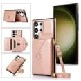 thumbnail image 1 of Dteck Wallet Case Compatible with Samsung Galaxy S24 Ultra,Crossbody Leather Case with Credit Card Holder and Strap Magnetic Flip PU Kickstand Shockproof Protective Shell Cover,Rosegold, 1 of 6
