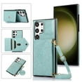 thumbnail image 1 of Dteck Wallet Case Compatible with Samsung Galaxy S24 Ultra,Crossbody Leather Case with Credit Card Holder and Strap Magnetic Flip PU Kickstand Shockproof Protective Shell Cover,Mint, 1 of 6