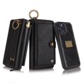 thumbnail image 1 of Dteck Wallet Case Compatible with iPhone 12 / iPhone 12 Pro 6.1 inch, 2 in 1 Leather Zipper Purse Large Capacity 14 Card Slots Detachable Magnetic Phone Cover with Wrist Band, Black, 1 of 10
