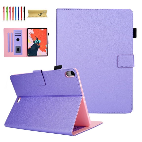 Dteck Wallet Case For Apple iPad Air 11 inch, Pure Color PU Leather Magnetic Flip Folio Stand Case Cover Auto Wake Sleep, Multiple Angles Viewing, Purple