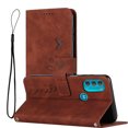thumbnail image 1 of Dteck Wallet Case For Motorola Moto G71 5G, Embossed Pattern PU Leather Cover with Credit Card Holder, Magnetic Clasps Kickstand Flip Wrist Strap Cover for Motorola Moto G71 5G,Brown, 1 of 11