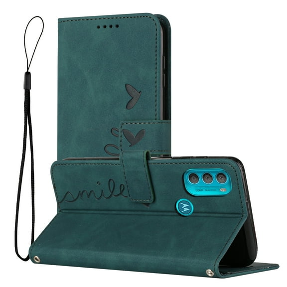 Dteck Wallet Case For Motorola Moto G71 5G, Embossed Pattern PU Leather Cover with Credit Card Holder, Magnetic Clasps Kickstand Flip Wrist Strap Cover for Motorola Moto G71 5G,Green