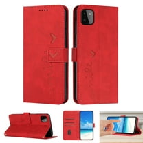 Dteck Wallet Case For Samsung A22 Case 5G, Embossed Pattern PU Leather Cover with Credit Card Holder, Magnetic Clasps Kickstand Flip Wrist Strap Cover for Samsung Galaxy A22 5G,Red
