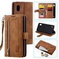 thumbnail image 1 of Dteck Wallet Case For Samsung Galaxy A10 A105, Matte PU Leather Case Built-in 9 Card Slots Zipper Purse Flip Cover With Hand Strap, Brown, 1 of 1