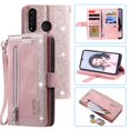 thumbnail image 1 of Dteck Wallet Case For Samsung Galaxy A30 / Galaxy A20, Matte PU Leather Case Built-in 9 Card Slots Zipper Purse Flip Cover With Hand Strap, Rosegold, 1 of 1