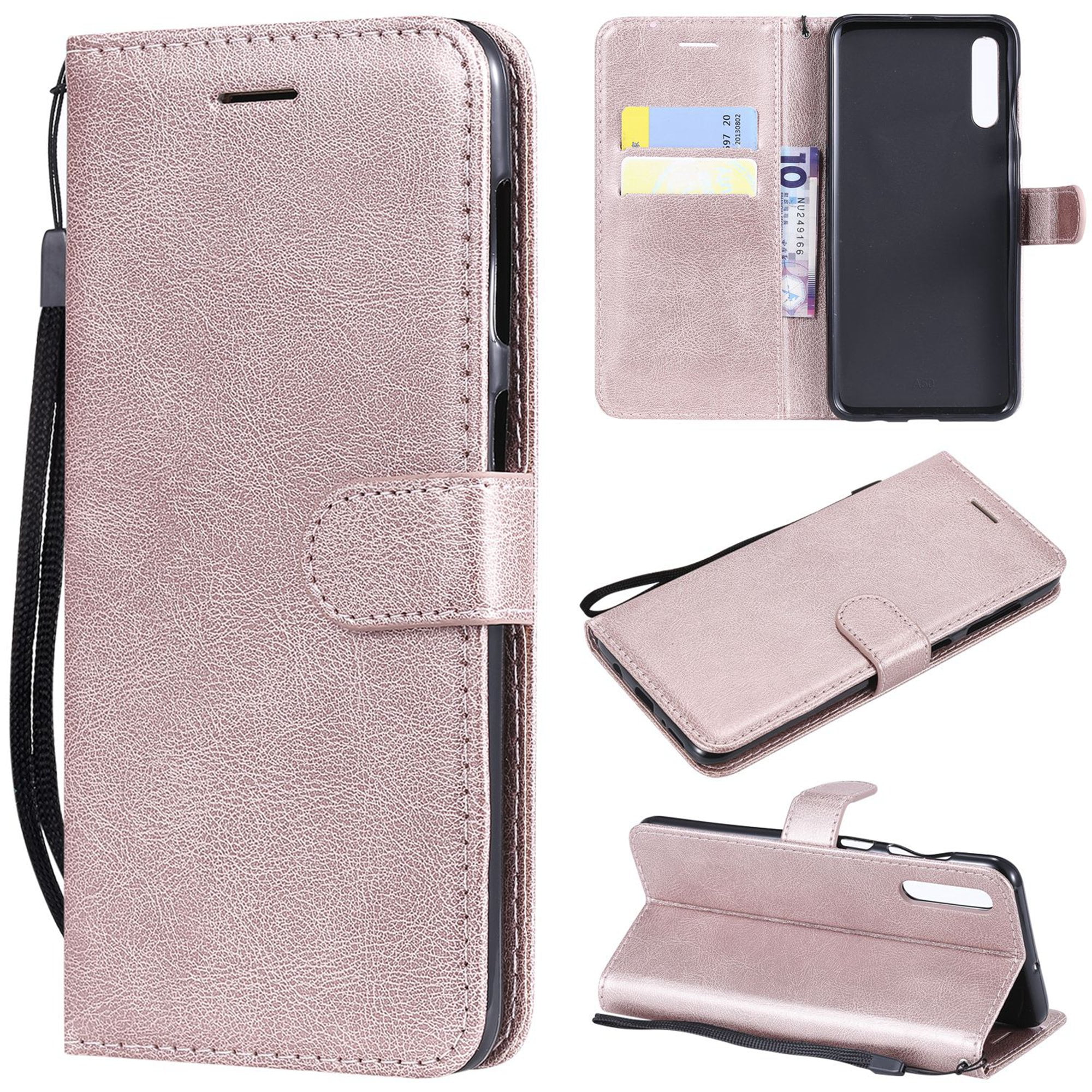 Dteck Wallet Case For Samsung Galaxy A50, Pure Color Slim PU