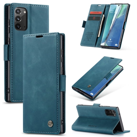 Dteck Wallet Case For Samsung Galaxy Note20 (6.7 inches),Magnetic Leather Luxury Card Holder Pocket Case Shockproof Full Protective Kickstand Retro Cover,Blue