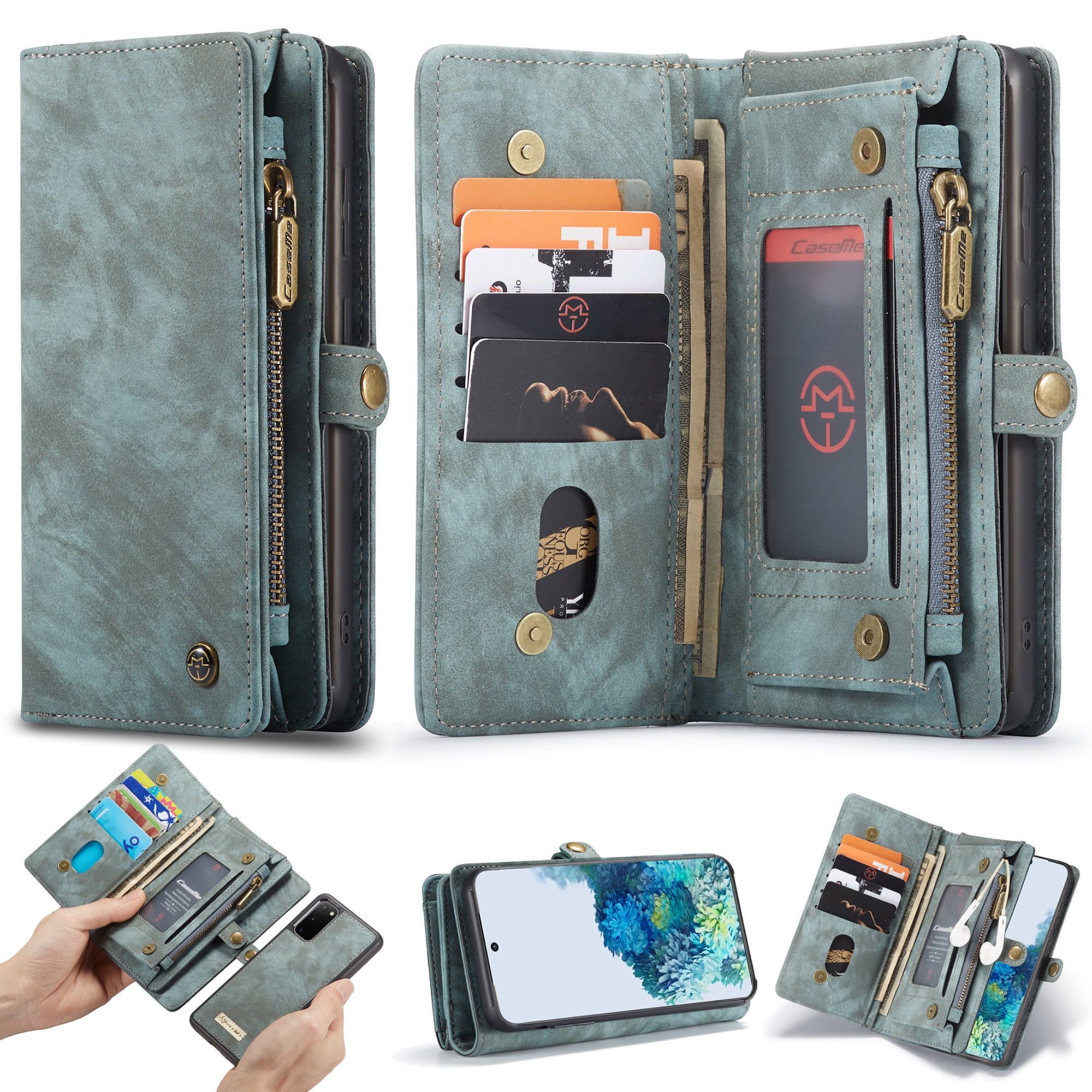 Dteck Wallet Case For Samsung Galaxy S20 Heavy Duty Zipper Purse 2 In 1 Premium Leather Folio 0149