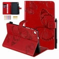 thumbnail image 1 of Dteck Wallet Case For Samsung Galaxy Tab A 8.0 Inch 2019 (SM-P200/P205), Premium Leather Embossed Butterfly Pattern Folding Flip Stand Cover, red, 1 of 4