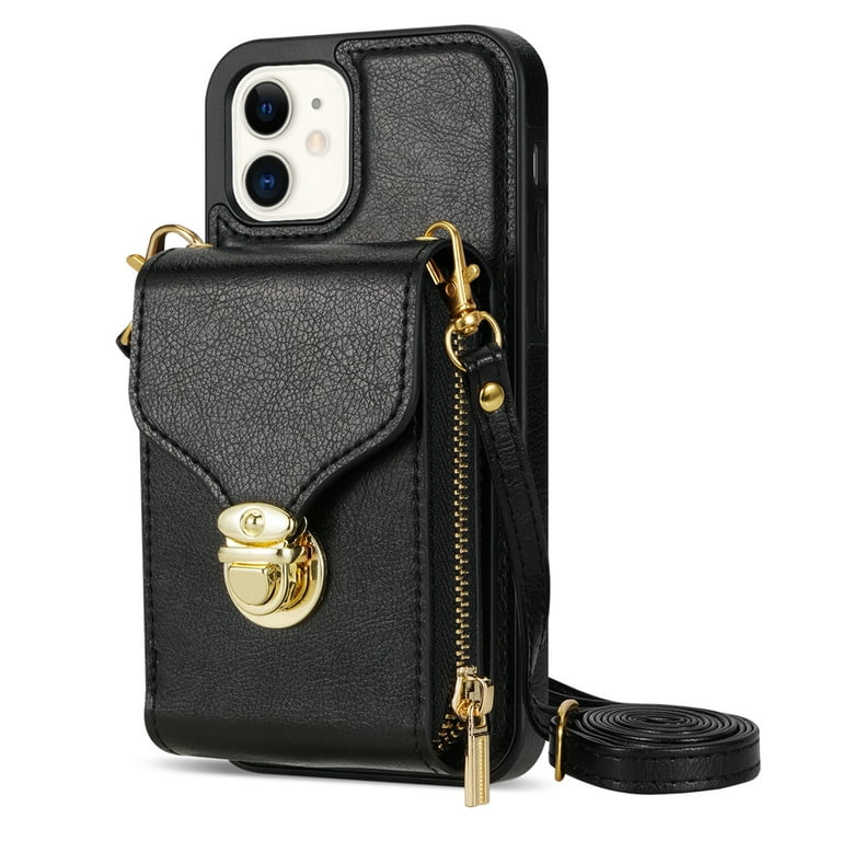 Dteck for iPhone 11 Case Crossbody Wallet, Zipper Phone Case with