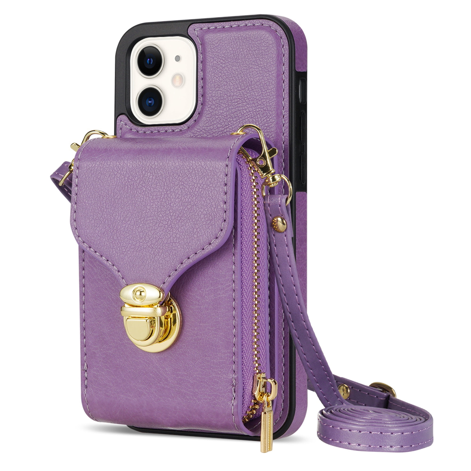 Dteck Wallet Case For iPhone 11 Crossbody Zipper Wallet Case with Credit Card Holder Slot Purse Leather Protective Case Cover For Apple iPhone 11 6.1