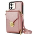 thumbnail image 1 of Dteck Wallet Case For iPhone 11, Crossbody Zipper Wallet Case with Credit Card Holder Slot Purse Leather Protective Case Cover For Apple iPhone 11 6.1 inch 2019, Rosegold, 1 of 7