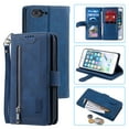 thumbnail image 1 of Dteck Wallet Case For iPhone 7 Plus / 8 Plus, Matte PU Leather Case Built-in 9 Card Slots Zipper Purse Flip Cover With Hand Strap, Blue, 1 of 9