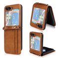 thumbnail image 1 of Dteck Wallet Case for Galaxy Z Flip 5, Business Style Premium PU Leather Shoulder Strap Lanyard Card Holders Slim Fit for Women Men Protective Phone Case for Samsung Galaxy Z Flip 5 5G 2023,Brown, 1 of 8