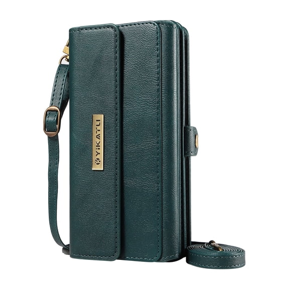 Dteck Wallet Case for Google Pixel 10 /10 Pro, RFID Blocking Card Holder PU Leather Crossbody Strap Magnetic Snap Zipper Purse Shockproof Phone Cover,Green