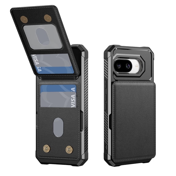 Dteck Wallet Case for Google Pixel 10A,Magnetic Leather Card Holder Pocket Flip Case Shockproof Kickstand Rubber Back Cover for Google Pixel 10A,Black