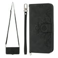 thumbnail image 1 of Dteck Wallet Case for Google Pixel 6a Handbag with Card Slots, Embossed PU Leather Flip Stand Cover with Wrist Lanyard Crossbody Shoulder Strap for Google Pixel 6A,Black, 1 of 12