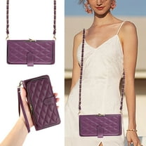 Dteck Wallet Case for Google Pixel 6a, Zipper Case with Card Holder Slot, Soft PU Leather Zipper Purse with Wristlet Strap Crossbody Chain Lanyard,Deep Purple