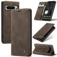 thumbnail image 1 of Dteck Wallet Case for Google Pixel 8 Pro, Handmade Retro Durable Soft PU Leather Magnetic Closure Flip Anti-Fall Shockproof Case with Kickstand and Card Slots Protective Cover, Coffee, 1 of 5