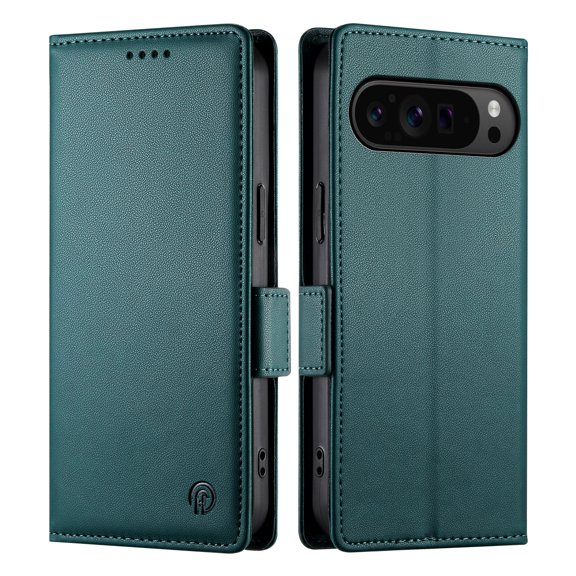 Dteck Wallet Case for Google Pixel 9 / 9 Pro 6.3" 2024, Premium PU Leather Folio Magnetic Closure Card Holder Kickstand Full Protection Phone Case Compatible with Google Pixel 9 / 9 Pro,Darkgreen