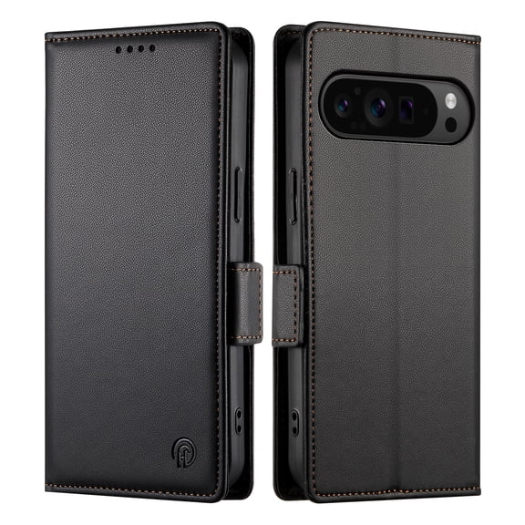 Dteck Wallet Case for Google Pixel 9 / 9 Pro 6.3" 2024, Premium PU Leather Folio Magnetic Closure Card Holder Kickstand Full Protection Phone Case Compatible with Google Pixel 9 / 9 Pro,Black