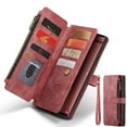 thumbnail image 1 of Dteck Wallet Case for Google Pixel 9 / 9 Pro ,Magnetic Retro Leather Case Flip Folio Zipper Purse with Card Holder Slot Kickstand Shockproof Phone Cover for Google Pixel 9 / 9 Pro,Red, 1 of 10