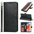 thumbnail image 1 of Dteck Wallet Case for Motorola Moto G Play 2021, Magnetic Flip Kickstand Credit Card ID Cash Slots Embossed PU Leather Protective Phone Cover with Wrist Strap For Motorola Moto G Play 2021,Black, 1 of 11