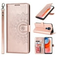 thumbnail image 1 of Dteck Wallet Case for Motorola Moto G Play 2021, Magnetic Flip Kickstand Credit Card ID Cash Slots Embossed PU Leather Protective Phone Cover with Wrist Strap For Motorola Moto G Play 2021,Rosegold, 1 of 11