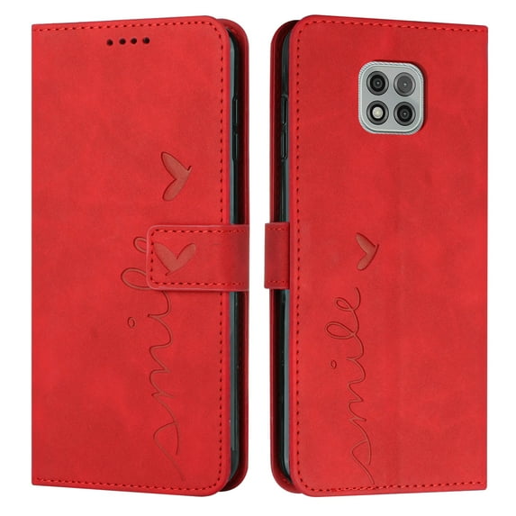 Dteck Wallet Case for Motorola Moto G Power 2021, Premium PU Leather Flip Magnetic Snap Card Slots Kickstand Hand Strap Case for Moto G Power 6.6" 2021, Red