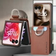 thumbnail image 1 of Dteck Wallet Case for Motorola Razr 2025/2024,Shockproof Leather Case Card Slots Wallet Ring Holder Case Hard PC Back Cover for Motorola Razr 2025/Motorola Razr 2024,Brown, 1 of 9