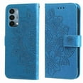 thumbnail image 1 of Dteck Wallet Case for OnePlus Nord N200 5G 2021, 1+Nord N200 5G 6.49" Bling Case, Magnetic Flip Folio PU Leather Soft TPU Bumper Embossed Flower Kickstand Case, Blue Flower, 1 of 8