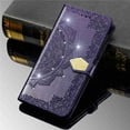 thumbnail image 1 of Dteck Wallet Case for Oneplus Nord N200 5G, Bling Diamond Embossed Flower Mandala Floral PU Leather Folio Flip [Kickstand] [Card Slots Holder][Wrist Strap] Magnetic Cover, Purple Flower, 1 of 4