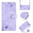 thumbnail image 1 of Dteck Wallet Case for Samsung A13 5G, Emboss Pattern Shockproof PU Leather Flip Protective Case with Adjustable Shoulder Strap for Galaxy A13 5G, Purple, 1 of 6