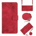 thumbnail image 1 of Dteck Wallet Case for Samsung A35, Magnetic Emboss Pattern Shockproof PU Leather Flip Protective Case with Adjustable Shoulder Strap for Galaxy A35, Red, 1 of 5
