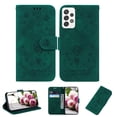 thumbnail image 1 of Dteck Wallet Case for Samsung A52, Flower Embossed PU Leather Flip Case with Card Holder Kickstand Protection Cover Wirst Strap Protective Case for Samsung Galaxy A52 5G/4G,Green, 1 of 13