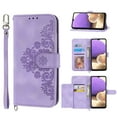 thumbnail image 1 of Dteck Wallet Case for Samsung Galaxy A04E 6.5" (2022) Embossed PU Leather Cover Removable Adjustable Shoulder Neck Strap Lanyard Phone Case with Card Holder, purple, 1 of 7