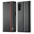 thumbnail image 1 of Dteck Wallet Case for Samsung Galaxy A13 5G,Carbon Fiber Premium PU Leather Flip Case with Card Holder Magnetic Closure Protective Cover,Vertical Red Line, 1 of 7