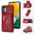 thumbnail image 1 of Dteck Wallet Case for Samsung Galaxy A13 5G with Crossbody Strap,Envelope Flip Leather Magnetic Back Flip Purse Case with Card Holder Zipper Pocket Stand Shoulder Strap for Galaxy A13 4G, Red, 1 of 8