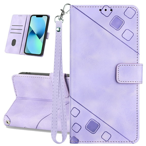 Dteck Wallet Case for Samsung Galaxy A13 5G, Premium PU Leather Flip Folio Card Holder Wallet with Wrist Strap Magnetic Closure Built-in Kickstand Protective Case,Purple