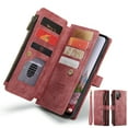 thumbnail image 1 of Dteck Wallet Case for Samsung Galaxy A14 5G ,Magnetic Retro Leather Case Flip Folio Zipper Purse with Card Holder Slot Kickstand Shockproof Phone Cover for Samsung Galaxy A14 5G 6.6-inch,Red, 1 of 10