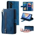 thumbnail image 1 of Dteck Wallet Case for Samsung Galaxy A15 5G, 9 Card Holder Slots Zipper Pocket Handbag Case Magnetic Closure Kickstand with Wrist Strap TPU Shockproof Flip Cover,Darkblue, 1 of 8