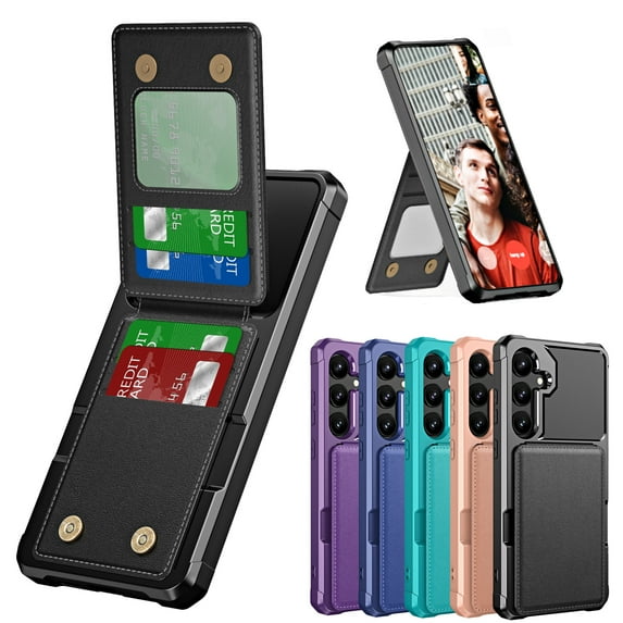Dteck Wallet Case for Samsung Galaxy A15 5G, Military Grade Drop Protection Flip Leather Galaxy A15 Phone Cover Card Slot Holder with Kickstand, Black
