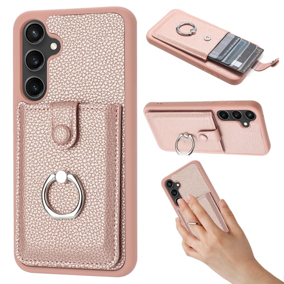 Dteck Wallet Case for Samsung Galaxy A35,Shoockproof Magnetic Closure Card Slot Case with 360°Rotating Kickstand Lightweight Leather Back Phone Cover for Samsung Galaxy A35,Rosegold