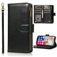 thumbnail image 1 of Dteck Wallet Case for Samsung Galaxy A51 4G, Premium PU Leather Zipper Flip 9 Card Slots Wallet with Wrist Strap Magnetic Closure Built-in Kickstand Protective Case,Black, 1 of 5