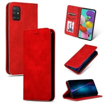 Dteck Wallet Case For Samsung Galaxy A51 5G, Premium Smooth PU Leather Wallet case Magnetic Flip Folio [Kickstand Feature] with ID&Credit Card Pockets,Red