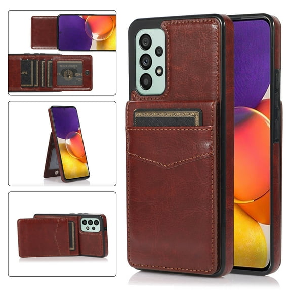 Dteck Wallet Case for Samsung Galaxy A53 5G Case with Card Holder, Dual Layer Lightweight Women Girls Magnetic Back Flip Kickstand Leather Case for Galaxy A53 5G 2022 6.5 inch,Brown